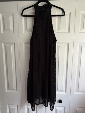 SHEIN Black Textured Halter Mini Dress